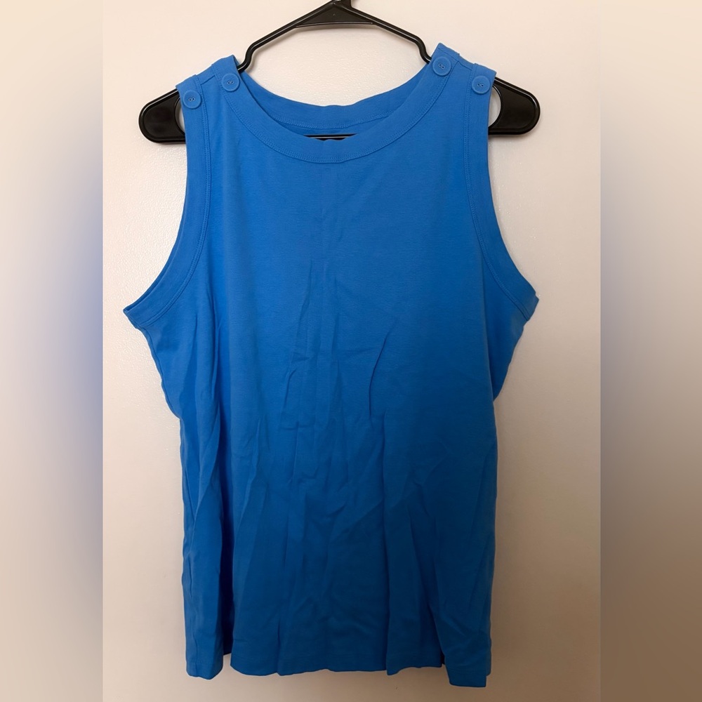 croft & barrow Blue Sleeveless Button-Shoulder Tank